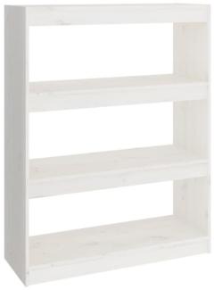 vidaXL Bücherregal/Raumteiler Weiß 80x30x103,5 cm Massivholz Kiefer 808189