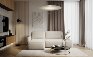 Ecksofa mit Schlaffunktion Sofa LUKA in Stoff Cremona Beige Ottomane Links
