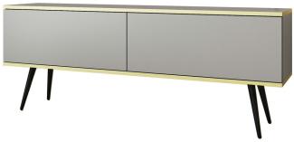 MOEBLO TV-Board DAYN NEW (Lowboard Fernsehtisch TV Bank TV Tisch Fernseher Tisch TV Möbel, goldene/schwarze Metallbeine), 135/175x30x32