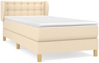 Einzelbett, Polsterbett mit Matratze Stoff Creme 100 x 200 cm