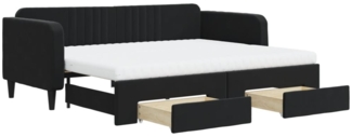 vidaXL Tagesbett Ausziehbar mit Schubladen Schwarz 90x200 cm Samt 3197139