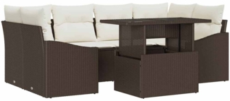 vidaXL Garten-Sofa-Set mit Speicher 7 pcs Braun Poly Rattan 3357671