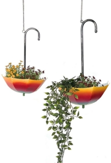 DanDiBo Blumenampel Metall Hängeampel mit Topf Innen Außen Regenschirm Hängepflanzen 2er Set 96258 Pflanzenhänger Blumenhänger Topfhänger Blumen