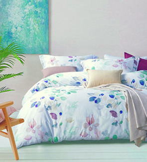 Sympathica Satin Bettwäsche Wende Blätter grün grau beige sand 155x220 cm
