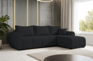 AX LIVING Eckcouch mit Schlaffunktion Malatya L Mini Schlafsofa Schwarz R