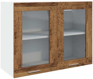 vidaXL Hängeglasschrank Lyon Altholz-Optik 80x31x60 cm Holzwerkstoff 856119