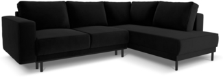 Micadoni Ecksofa Caro 5-Sitzer Samt Schwarz Rechts 140x208