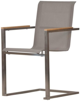Kai Wiechmann Gartenstuhl Teak Edelstahl Freischwinger, moderner Edelstahl Stapelsessel, rostfreier und langlebiger Edelstahl Outdoor Stuhl