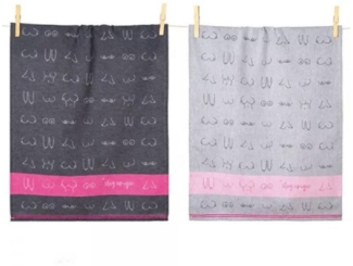 PAD Geschirrtuch Pad Geschirrtücher Boobies Brüste Fuchsia Schwarz (2er-Set)