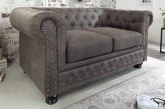 riess-ambiente 2-Sitzer CHESTERFIELD 150cm vintage grau taupe, Einzelartikel 1 Teile, Wohnzimmer · Couch · Microfaser · Federkern · Rundum-Bezug · Design