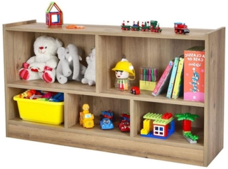 KOMFOTTEU Kinderregal Bücherregal, mit 5 Fächern, Rutschfesten Fußpolstern & Abgerundeten Ecken