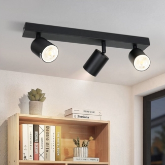 Nettlife Deckenstrahler Vintage Metall 3 Flammig Schwarz Deckenlampe GU10 Deckenleuchte, Schwenkbar 350°, LED wechselbar, Schlafzimmer Wohnzimmer Flur Küche