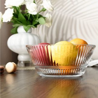 Glasschale 2,1 L mit Reliefstruktur konisch Servierschale Salatschüssel Salatschale Obstschale Dessertschale