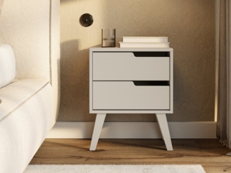 Beautysofa Nachttisch NOREL modernes Design mit zwei Schubladen (erhältlich in Braun Walnuss & Cashmere), Breite: 45 cm