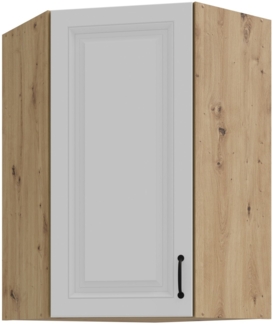 Eckhängeschrank 60x60 cm Stilo Weiss + Eiche Artisan Küchenzeile Küchenblock Küche Landhaus Höhe 90 cm