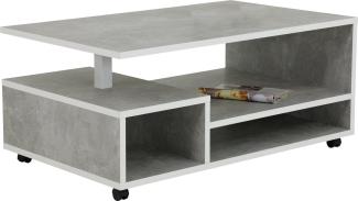 Loftscape 'Eike' Couchtisch mit Rollen, Beton/Weiß