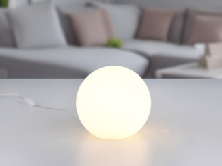 Reality Leuchten LED Nachttischlampe, Dimmfunktion, LED wechselbar, über Schalter in 3 Stufen dimmbar, warmweiß, kleine Glas-kugel Kugelleuchte innen für Fensterbank, Couchtisch Ø20cm