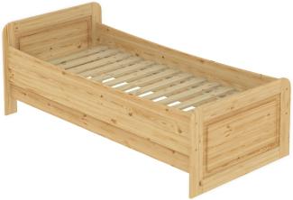 Erst-Holz Einzelbett, Seniorenbett extra hoch, Massivholz Kiefer, mit Rollrost, 90x200 cm