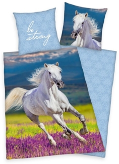 Herding Kinderbettwäsche Herding Bettwäsche mit Pferd weiß 135 x 200 cm 80 x 80 cm, 1 teilig, Langlebig
