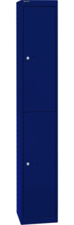 Bisley Garderobenschrank Office mit Schloss aus Stahlblech, 2 Fächer - Spind abschließbar für Sportzeug, Kleidung & Co. - Tiefe: 30,5 cm - Farbe: oxfordblau, CLK122-639