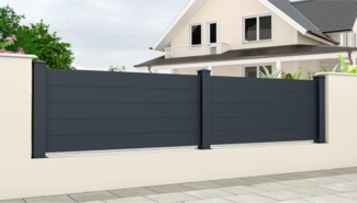 Vente-unique - Stellzaun H89 x B189 cm - Aluminium - Anthrazit - NAZARIO