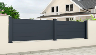 Vente-unique - Stellzaun H89 x B189 cm - Aluminium - Anthrazit - NAZARIO