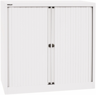 BISLEY Rollladenschrank mit Schloss in verkehrsweiß Metallschrank Rollladen aus Kunststoff abschließbar inkl. 2 Einlegeböden, ET410102S-PWW696