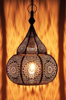 Marrakesch Orient & Mediterran Interior Pendelleuchte Orientalische Lampe Pendellampe Ilham Schwarz - 40cm, Handarbeit
