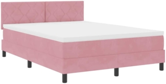 vidaXL Boxspringbett mit Matratze mit Kopfteil Rosa 160 x 200 cm Samt 3342733
