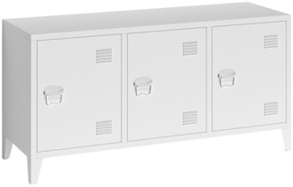 riess-ambiente Sideboard DURA STEEL 120cm weiß - Metall - Industrial-Kommode mit Stauraum (Einzelartikel, 1 St), TV Board mit Türen im Stil von Metallspinden - ideal für Wohnzimmer