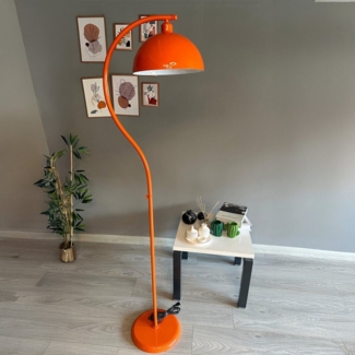 Bamyum Stehlampe Orange Stehlampe Modern Dekorative Metall Lampe, ohne Leuchtmittel, E27, verstellbarer Lampenschirm, Stehluchte mit Ablage