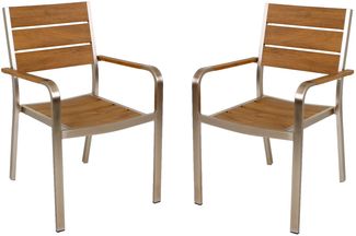 Gartenstuhl 2er Set ALFRED - Kunststoff, Braun | Stapelstuhl Wetterfest Gartenstühle Outdoor Essstühle