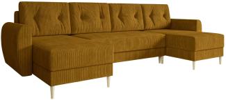 Ecksofa Jazon U Cord mit Bettkasten und Schlaffunktion (Farbe: Poso 01)