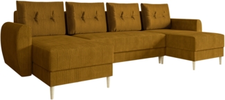 Ecksofa Jazon U Cord mit Bettkasten und Schlaffunktion (Farbe: Poso 01)