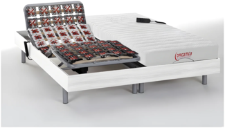 Relaxbett elektrisch - Matratzen mit oberem Teil aus Latex - 2 x 80 x 200 cm - Weiß - ETHER von DREAMEA