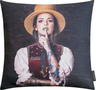 MAGMA Kissenhülle Artwood Strohzylinder ca. 45 x 45 cm