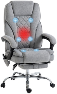 Vinsetto Schreibtischstuhl Massagesessel mit Heizfunktion, Liegefunktion, höhenverstellbar (Bürostuhl, 1 St), für Wohnzimmer, Lernzimmer, Grau