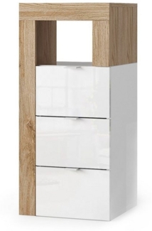 MCA furniture Badkommode 3 Schübe, FSC, in Weiß / Eiche Cadiz Dekor - 35x78x35 (BxHxT)