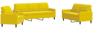 vidaXL 3-tlg. Sofagarnitur mit Kissen Gelb Samt 3278357
