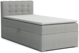 Deine Möbel 24 Boxspringbett Polsterbett Jungendbett JUNG 3 inkl. Matratzen H3 / H4 inkl. Topper (Boxbett für Jugendliche, Bonellfederkernmatratze H3 Taschenfederkernmatratze H4), 90x200 100x200 Veloursstoff Einzelbett Boxspring Hotelbett