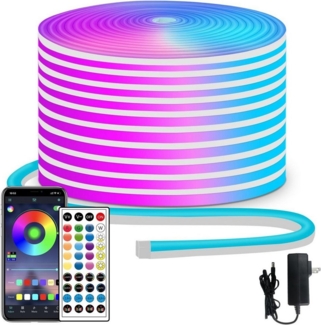 Athlix Lichterkette LED Lichtleiste LED Strip, Bluetooth Lichterkette mit Fernbedienung, LED fest integriert, IP65 wasserdicht, Schneidbar, 360° biegbar, 24V