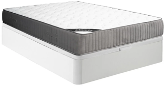 Vente-unique - Set aus Bettgestell mit Bettkasten + Kaltschaummatratze - 140 x 190 cm - Auflage aus Latex - Stärke 30 cm - Weiß - MALINO von YSMÉE