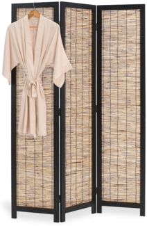 Paravent Raumteiler 3 teilig Holz Schwarz Raumtrenner Trennwand Sichtschutz Weide Spanische Wand