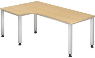 Winkeltisch QS82 4Fuß eckig 200x120cm 90° Ahorn Gestellfarbe: Silber