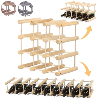 Modo24 Flaschenregal RW7 Eiche Nadelholz Massivholz Für 12 bis 76 Flaschen oder mehr, Weinregal Modular Flaschenregal Weinständer Flaschenständer