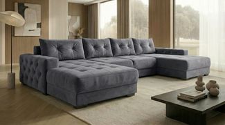 Ecksofa MODENA 320 cm x 185 cm – Stoff: VELUTTO Anthracite 18 Farbe: Dunkelgrau