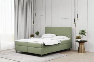 Boxspringbett Schlafzimmerbett BONITA 120x200cm in Stoff Matt Velvet Pistazie