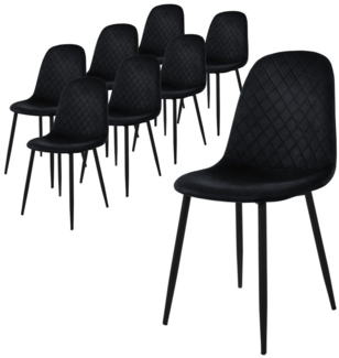 ML-DESIGN Stuhl Esszimmerstuhl mit Rückenlehne Polsterstuhl mit Metallbeinen (8 St), Wohnzimmerstuhl ergonomisch Schwarz mit Samtbezug Küchenstuhl