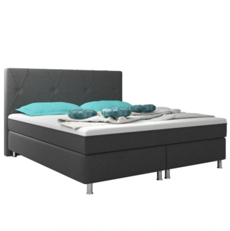 Boxspringbett Boston Plus mit integriertem Topper 180x200 Webstoff Anthrazit
