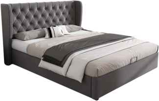 ComfortXL Polsterbett-BB041, Massivholz, Grau, 197x146x99cm